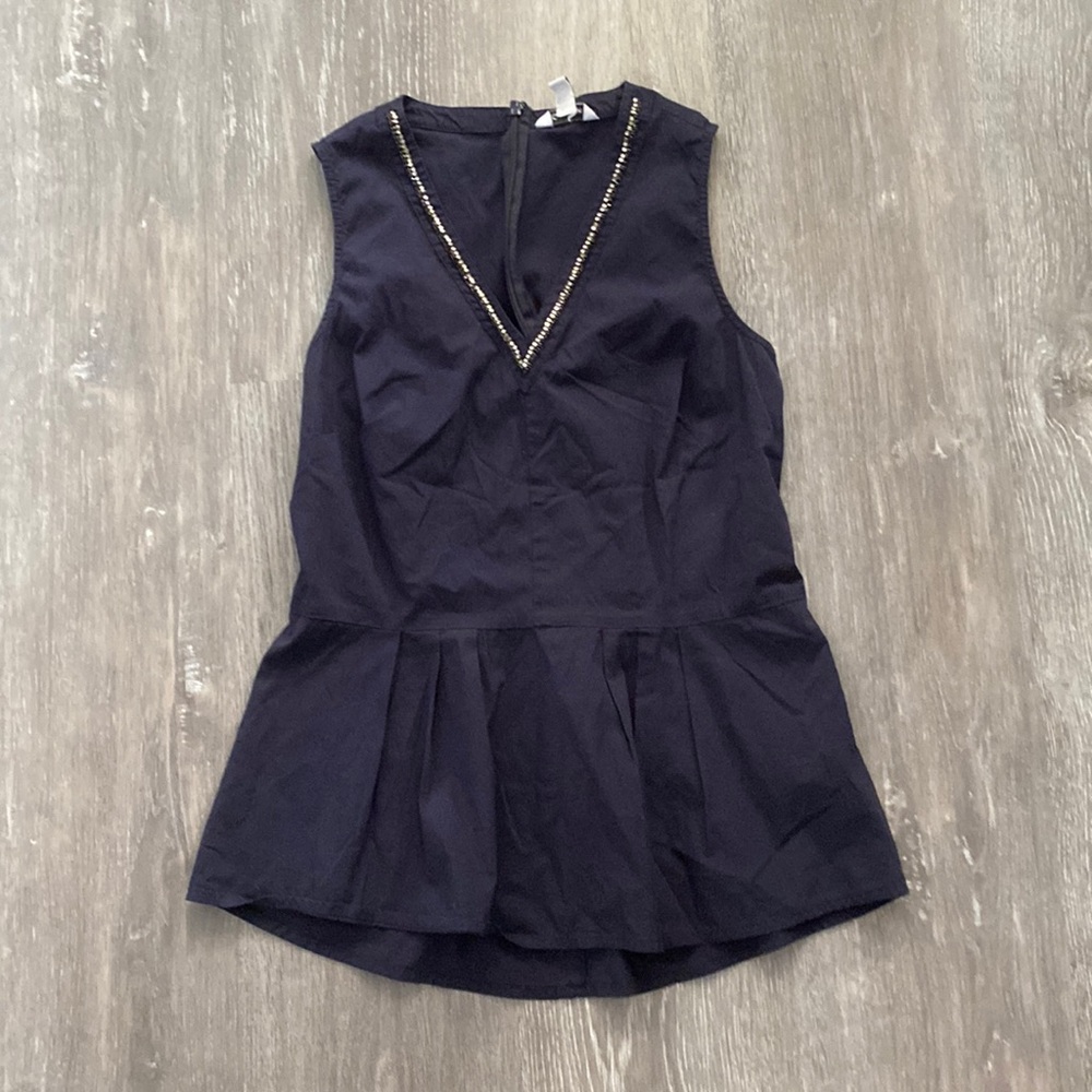 Calvin Klein Beaded V-Neck Peplum Top